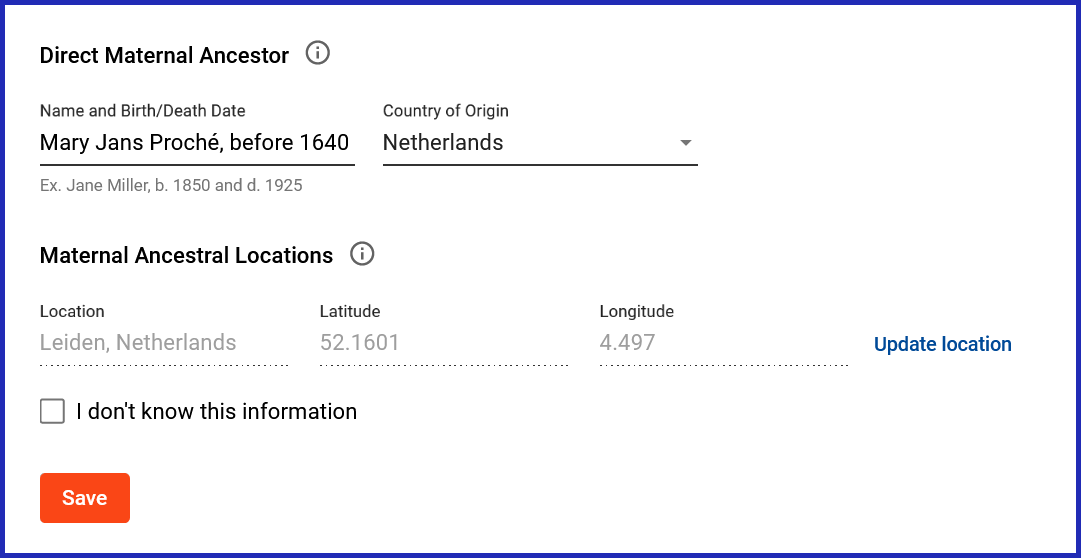 maternal ancestor setting